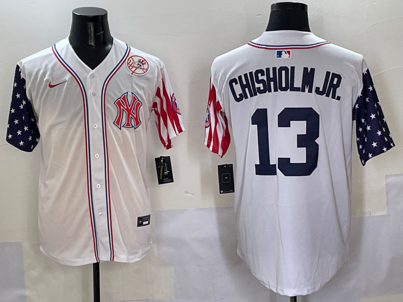 Men 2025 MLB New York Yankees 13 Chisholm Jr white jersey style 15